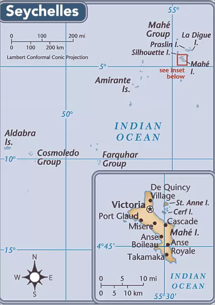 Seychelles country map