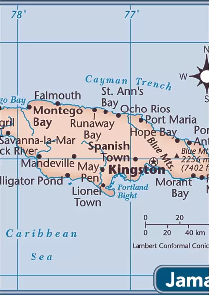 Jamaica country map