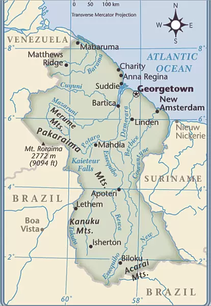 Guyana country map