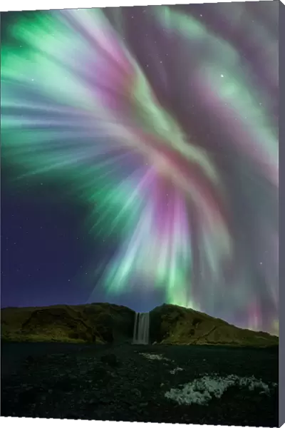 Skogafoss with Aurora Display Iceland