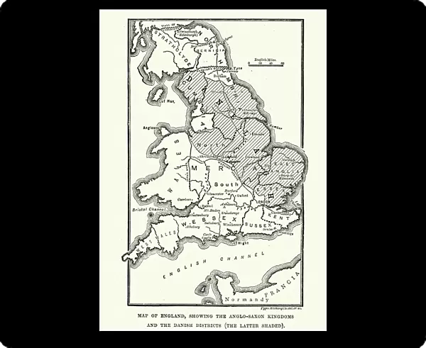 Map of Anglo-Saxon Kingdoms and the Danelaw, 9th Century