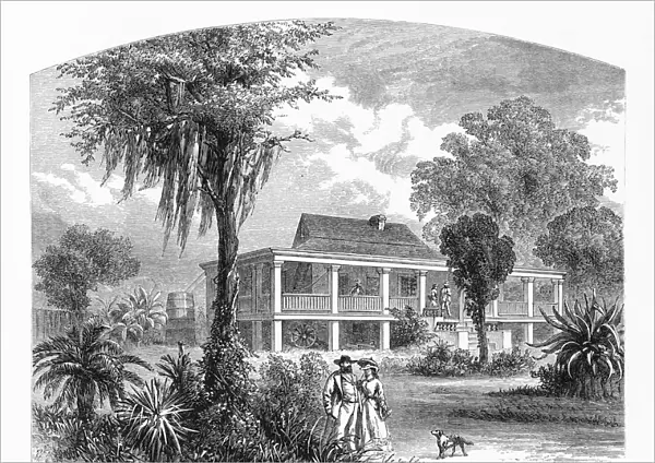 Planteras House on the Mississippi River at New Orleans, Louisiana, United States, American Victorian Engraving, 1872