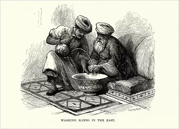 Men washing hands Middle East, 19th Century