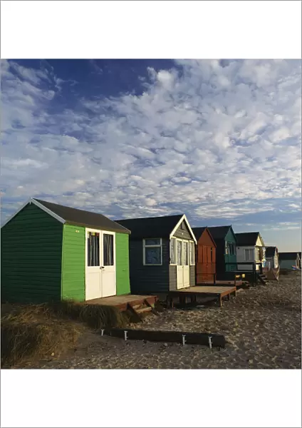 architecture, beach huts, buildings, christchurch, clouds, cloudy, day, england, europe