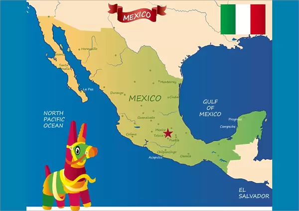 MEXICO. Mexico Cartoon map