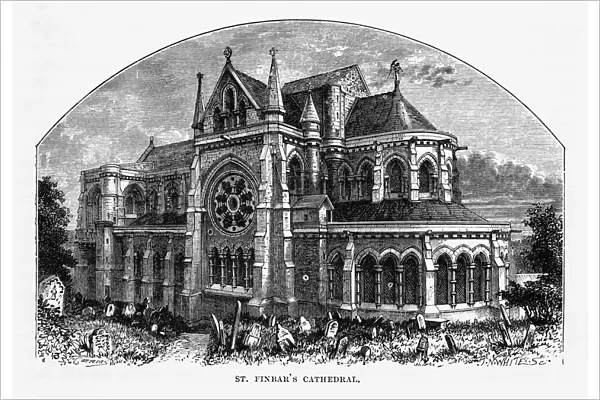 St. Finbaras Cathedral, Cork, County Cork, Ireland Victorian Engraving, 1840