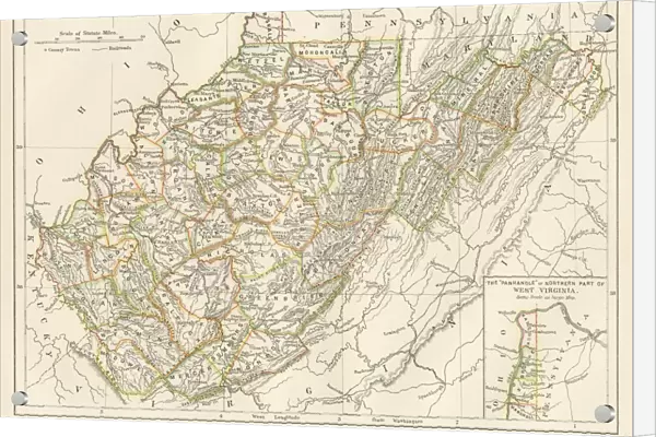 West Virginia map 1885