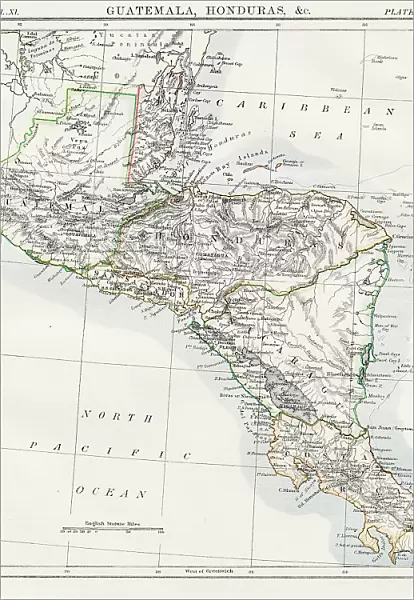 Guatemala and Honduras map 1883