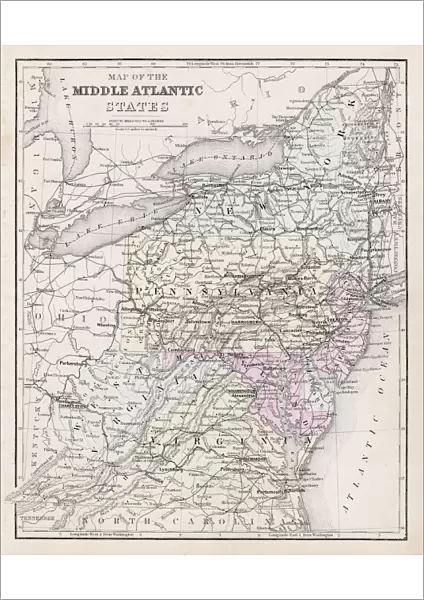 Map Middle atlantic states 1877