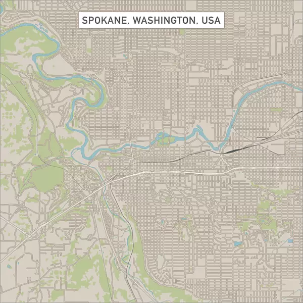 Spokane Washington US City Street Map