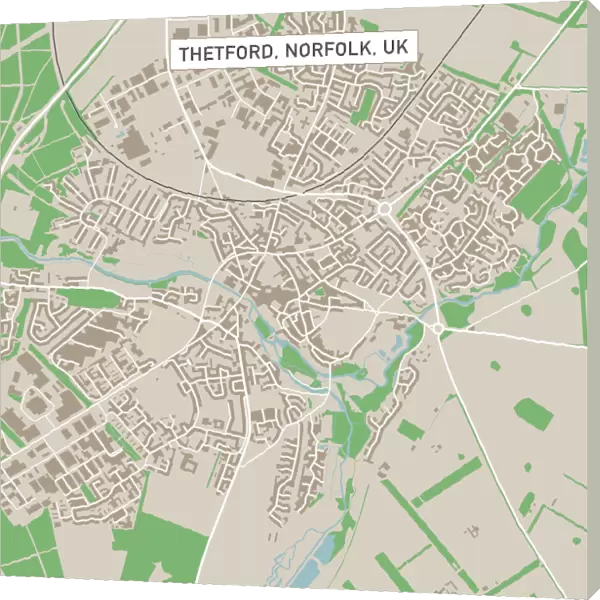 Thetford Norfolk UK City Street Map
