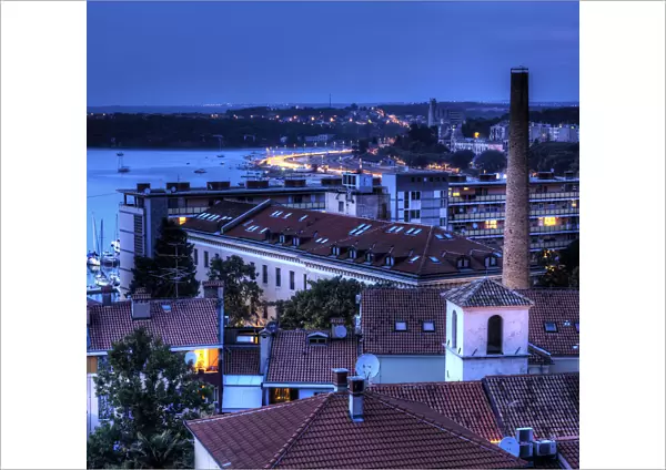 Pula Istria cityscape at blue hour Croatia