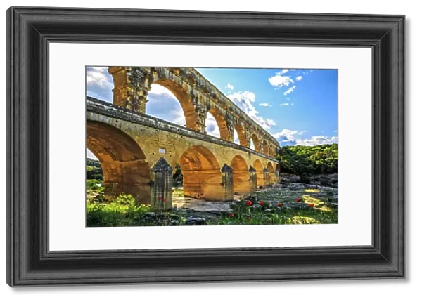 Ancient Roman masterpiece, Roman Aqueduct crossing the Gardon River, Pont du Gard, Southern France, Heritage Site, UNESCO