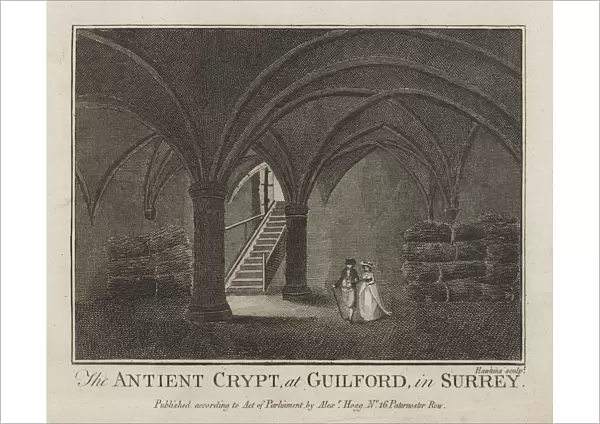 Engraving of The Ancient Crypt at Guilford, England