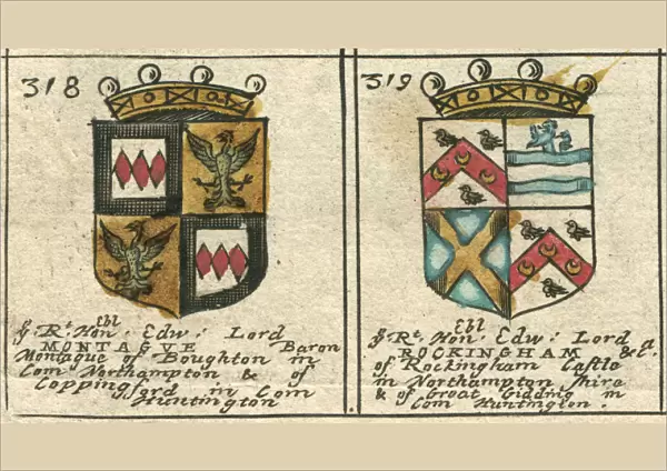 Armorials copperplate 17th century Montague and Rockingham