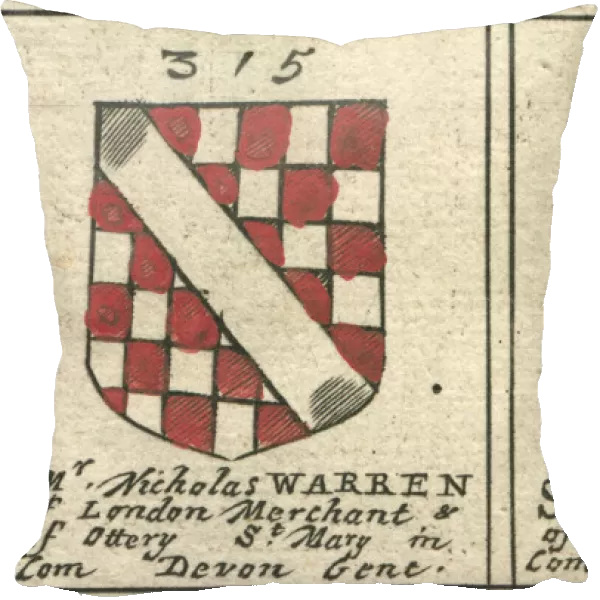 Coat of arms copperplate 17th century Warren and Verney