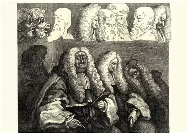 The Bench, Judges hearing a case in court, by William Hogarth