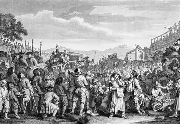 Medieval people gathering, by William Hogarth