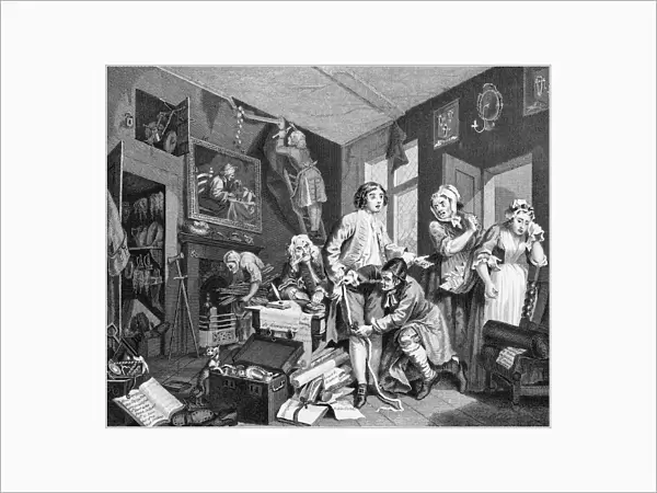 Young Heir taking possession of the Misers Effects, by Hogarth