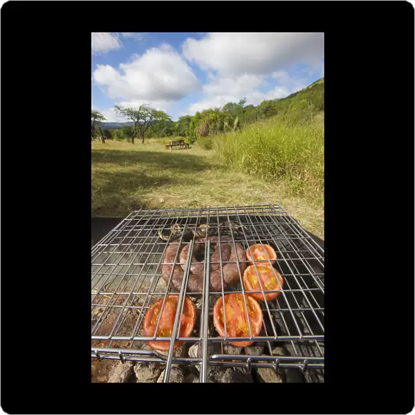 africa, ambient, appetizing, bbq, background, barbecue, blue sky, boerewors, candid