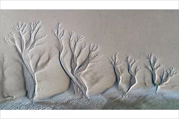 Aerial view of amazing natural shapes and textures created by tidal changes