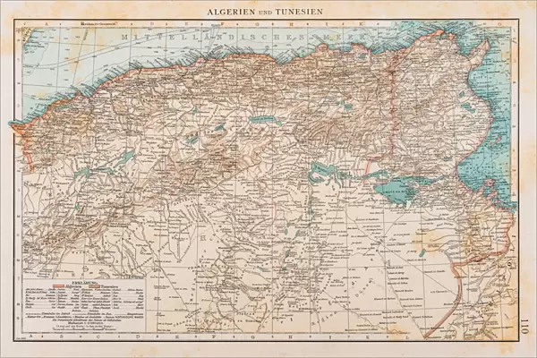 Map of Tunisia and Algeria 1896