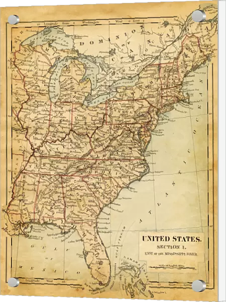 Map of USA - East of Mississippi river 1876