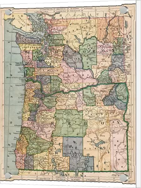 Map of Washington and Oregon 1889
