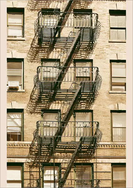 Fire escape platforms, Chelsea, New York, USA