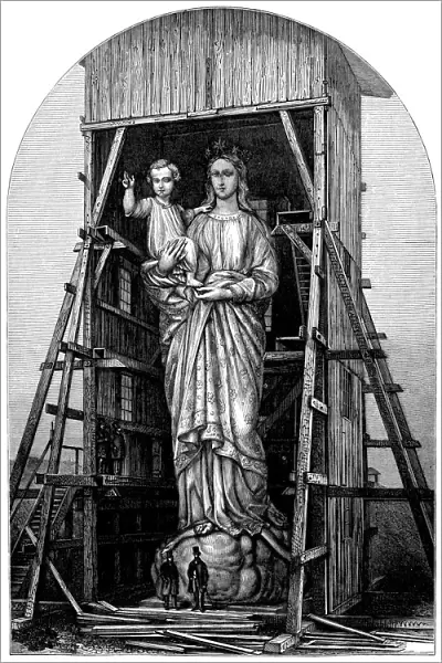 Antique illustration of Statue de Notre-Dame