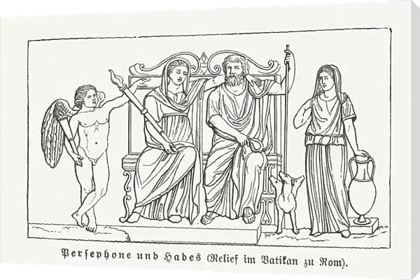 Persephone and Hades, Greek mythology, wood engraving, published in 1897