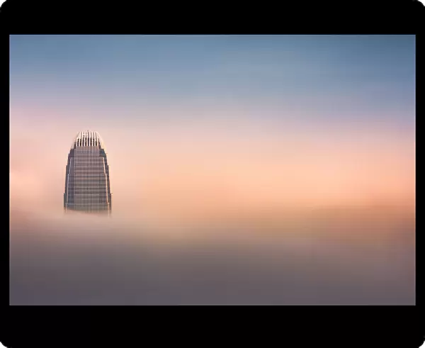 a coastal fog over Hong Kong victoria bay