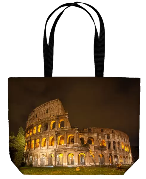 Coliseum. Depiction of Roman Coliseum by night from south side, Rome, Italy