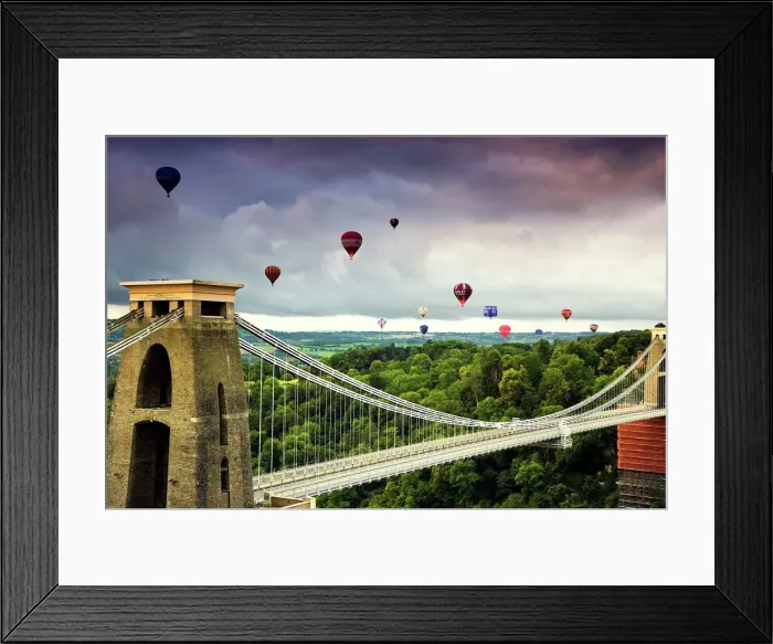 Framed Print : Hot Air Balloons over Clifton Suspension Bridge Print