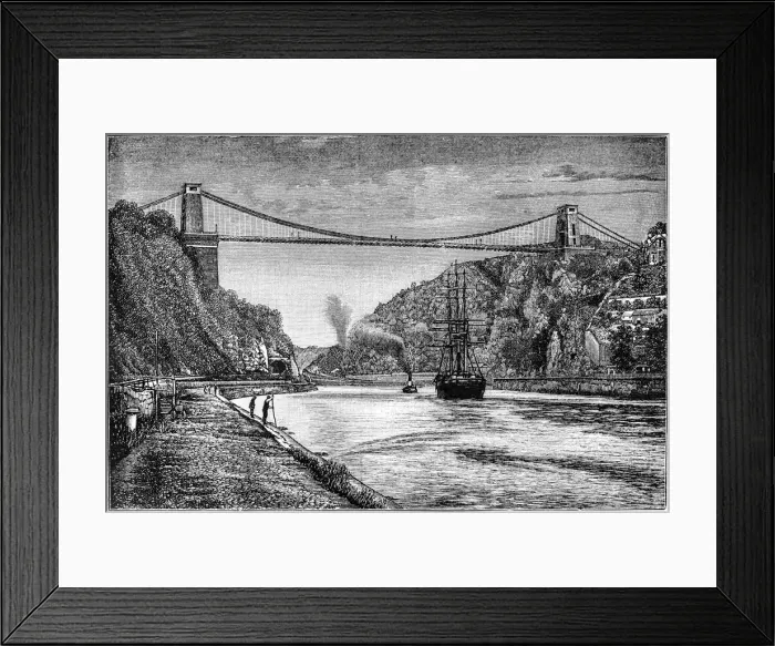 Framed Print : Vintage Engraving Print of Clifton Suspension Bridge Framed Print : Vintage Engraving Print of Clifton Suspension Bridge