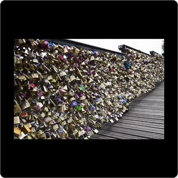 Padlocks of love on the Seine River in Paris