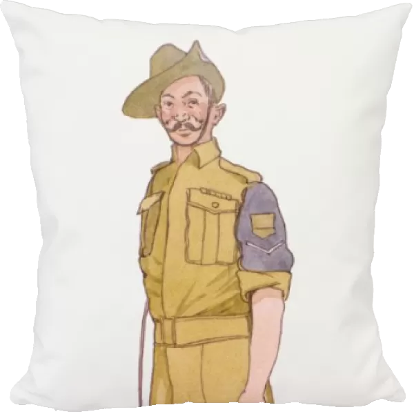 Illustration of Australian Army Soldier wearing 1940s style uniform