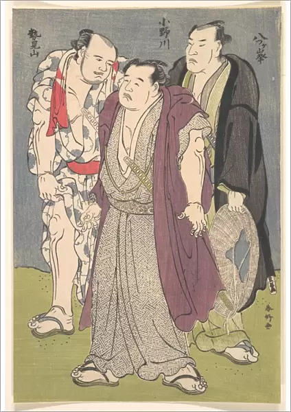 Three Sum┼ì Wrestlers: Onogawa, Seimiyama, and Yatsugamine ca. 1790s