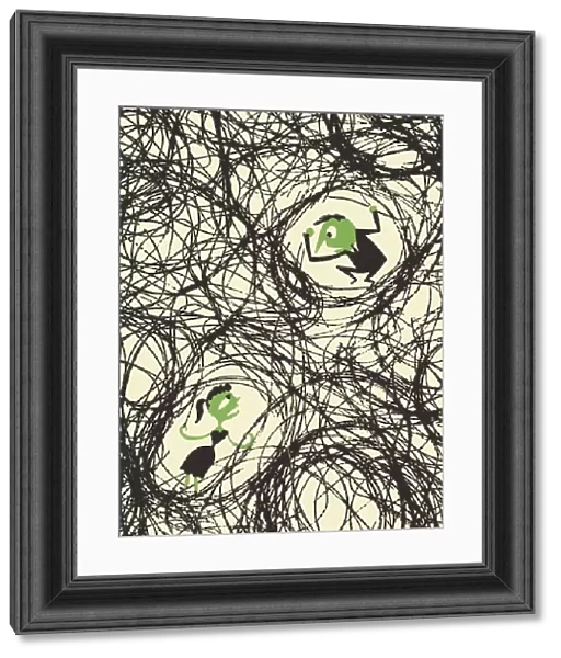 Two People Surrounded by Scribbles