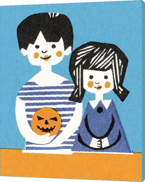 Kids with pumpkin