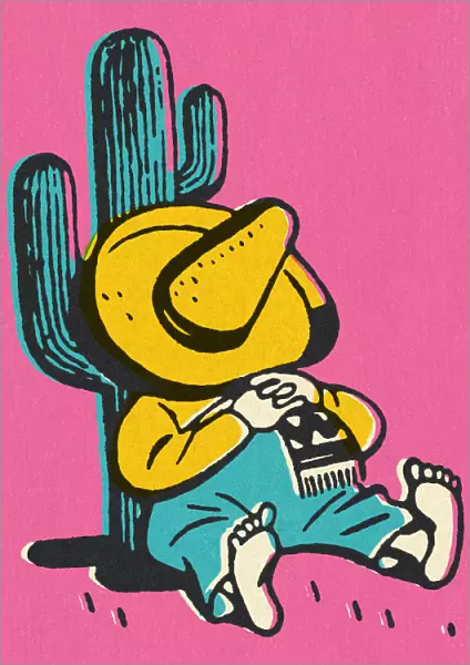 Mexican Resting on a Cactus