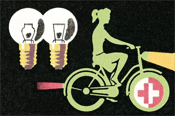 Cyclist and light bulbs