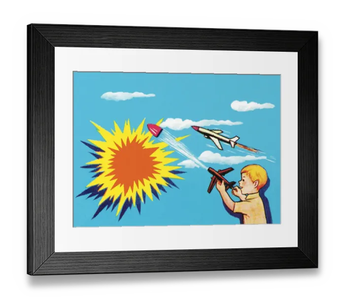 Framed Print : Boy with Pop Rocket Print Framed Print : Boy with Pop Rocket Print
