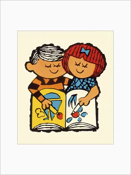 Boy and Girl Coloring Together