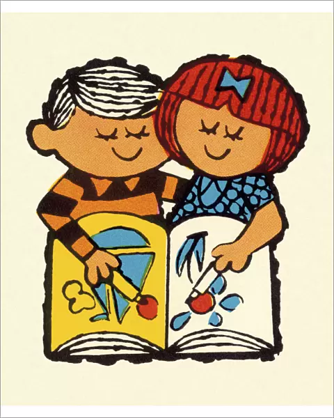 Boy and Girl Coloring Together