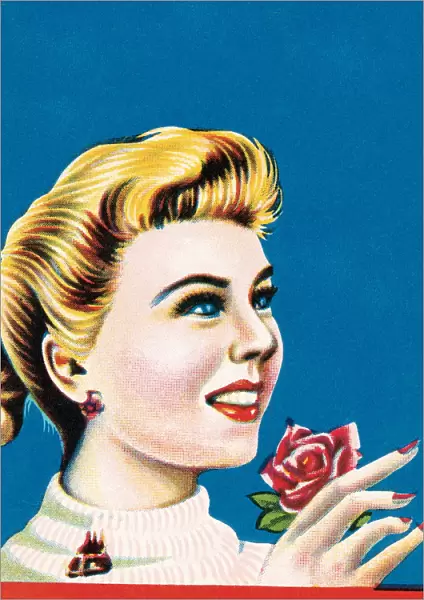 Blond woman with rose