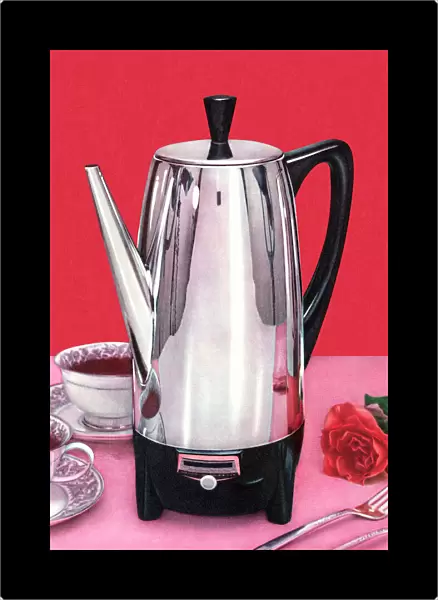 Coffee Percolator and Two Cups