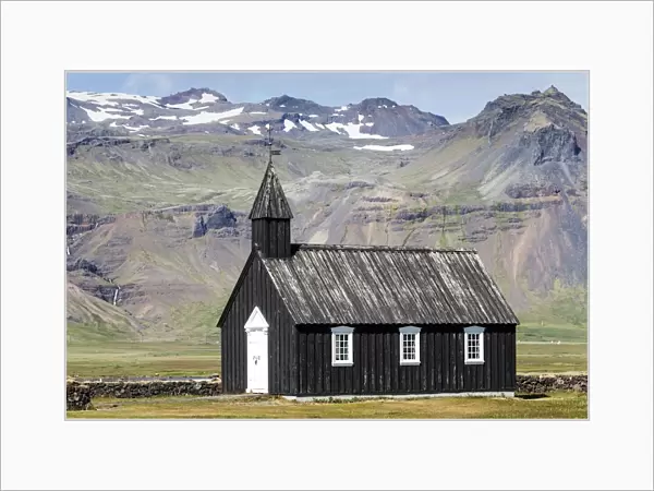 Black wooden church, Budir Kirka, Budakirkja, Budir, peninsula Snaefellsnes, West Iceland