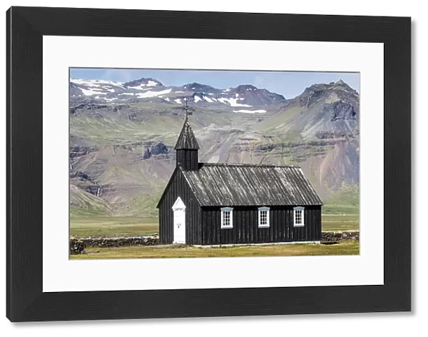 Black wooden church, Budir Kirka, Budakirkja, Budir, peninsula Snaefellsnes, West Iceland