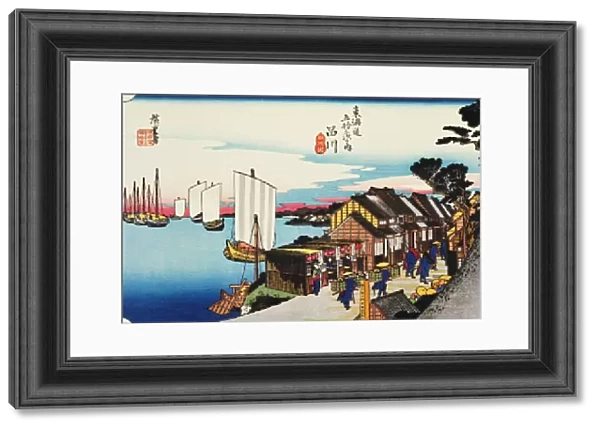 Scenery of Shinagawa in Edo Period, Painting, Woodcut, Japanese Wood Block Print